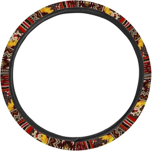 Glow Dolphin Totem Flower Steering Wheel Cover, Universal Fit for 15 Inch Vehicles, Polyester Material, Anti-Slip Car Wheel Protector in Saudi Arabia