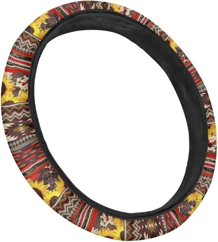 Glow Dolphin Totem Flower Steering Wheel Cover, Universal Fit for 15 Inch Vehicles, Polyester Material, Anti-Slip Car Wheel Protector in Saudi Arabia