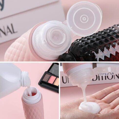 8 Pack Travel Bottles for Toiletries - 3 OZ / 90 ML, | Leak Proof Silicone Containers with Clear Bag, Travel Size Toiletries for Lotions, Creams, Foundation, Shampoo, body wash and More | in Saudi Arabia