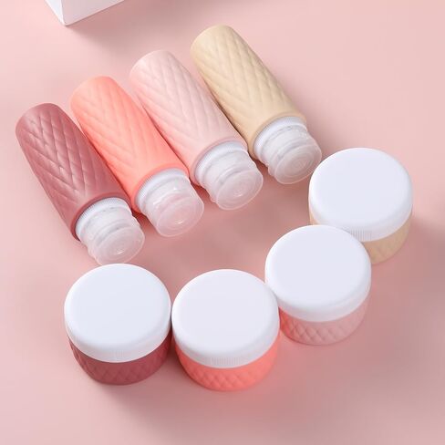 8 Pack Travel Bottles for Toiletries - 3 OZ / 90 ML, | Leak Proof Silicone Containers with Clear Bag, Travel Size Toiletries for Lotions, Creams, Foundation, Shampoo, body wash and More | in Saudi Arabia