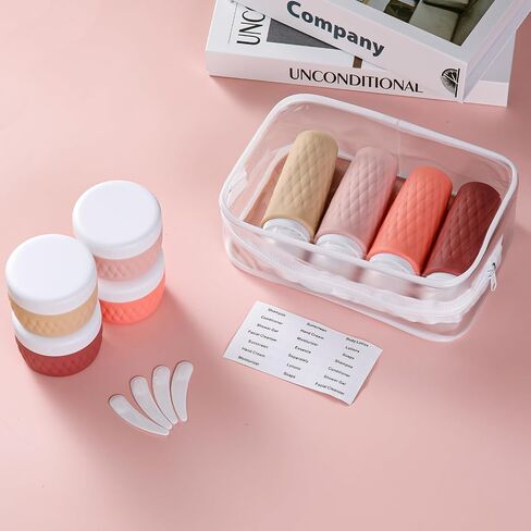 8 Pack Travel Bottles for Toiletries - 3 OZ / 90 ML, | Leak Proof Silicone Containers with Clear Bag, Travel Size Toiletries for Lotions, Creams, Foundation, Shampoo, body wash and More | in Saudi Arabia