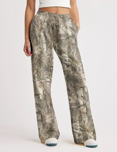 سراويل مموهة للنساء برباط واسعة الساق السراويل البضائع الفضفاضة عالية الخصر Sweatpants الصوف Y2k التمويه بنطال رياضي in Kuwait