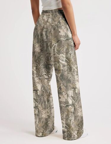 سراويل مموهة للنساء برباط واسعة الساق السراويل البضائع الفضفاضة عالية الخصر Sweatpants الصوف Y2k التمويه بنطال رياضي in Kuwait