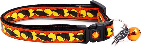 Halloween Cat Collar with Bell | Safety Breakaway Collar | Adjustable Large Size or Kitten Collar (Skull & Crossbones on Black, Small(10lbs & Less)) in Kuwait