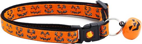Halloween Cat Collar with Bell | Safety Breakaway Collar | Adjustable Large Size or Kitten Collar (Skull & Crossbones on Black, Small(10lbs & Less)) in Kuwait