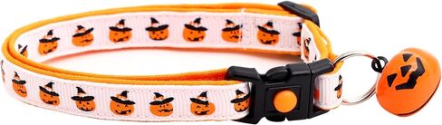 Halloween Cat Collar with Bell | Safety Breakaway Collar | Adjustable Large Size or Kitten Collar (Skull & Crossbones on Black, Small(10lbs & Less)) in Kuwait