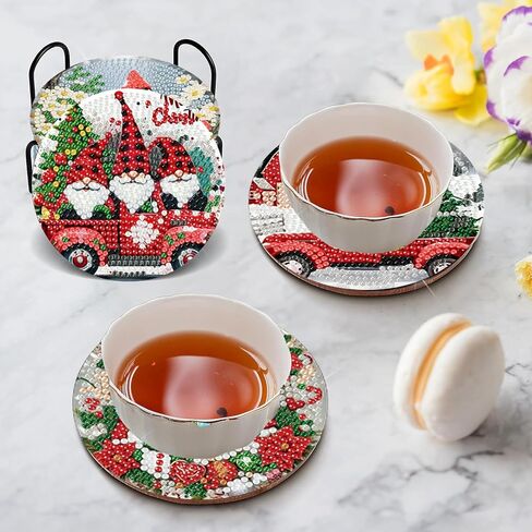 CROSHOM Diamond Art Coasters Kit - 8 قطع زهور أسماء اللوحة الماس ، مجموعات فن الماس DIY للبالغين الوقايات ، ومجموعات الحرف اليدوية المستديرة الماس للمبتدئين للمبتدئين in Saudi Arabia