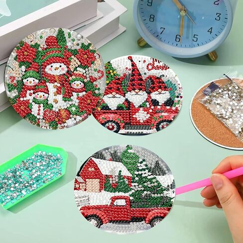 CROSHOM Diamond Art Coasters Kit - 8 قطع زهور أسماء اللوحة الماس ، مجموعات فن الماس DIY للبالغين الوقايات ، ومجموعات الحرف اليدوية المستديرة الماس للمبتدئين للمبتدئين in Saudi Arabia