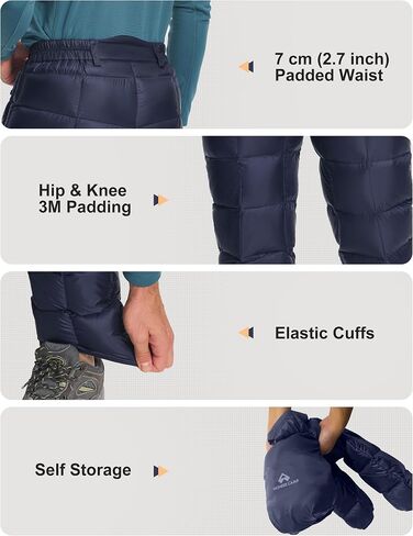 Pioneer Camp 650-Fill Down Puffy Pants Men Lightweight Packable Insulated TEFLON Windproof Thermal Travel Climbing Camping in Saudi Arabia
