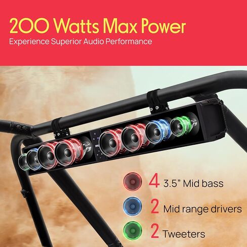 Pyle 32" Powered ATV/UTV Soundbar System, 200W Bluetooth Speakers with Built-in Amplifier, Waterproof and Weatherproof, Wireless BT Streaming and Auxiliary Input, LED Lights in Saudi Arabia
