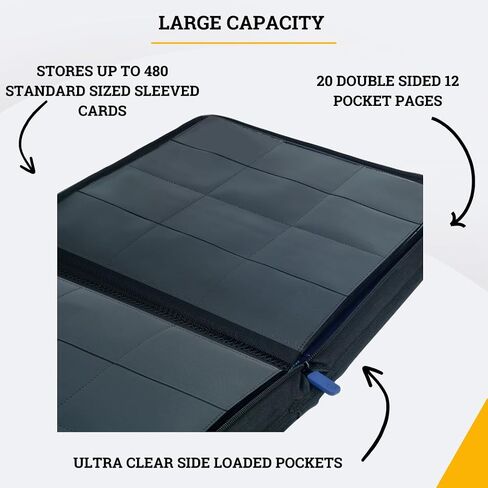Card Guardian - 12 Pocket Premium Binder with Zipper for 480 Cards - Side Loading Pockets for Trading Card Games TCG (Pink) in Saudi Arabia