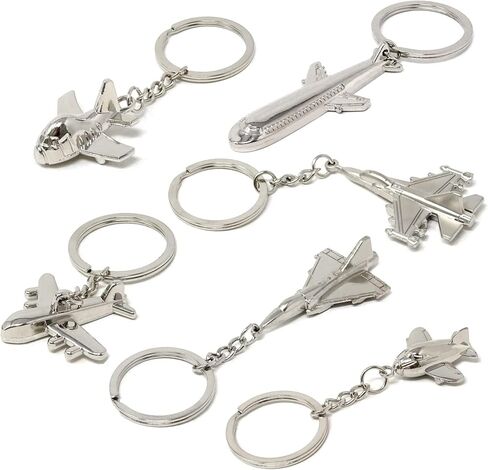 6PCS Sliver Airplane Keychain Creative 3D Aircraft Model Key Ring Fashion Airplane Car Keychain for Aviation Enthusiast Pilot Gift, 6 Styles in Saudi Arabia