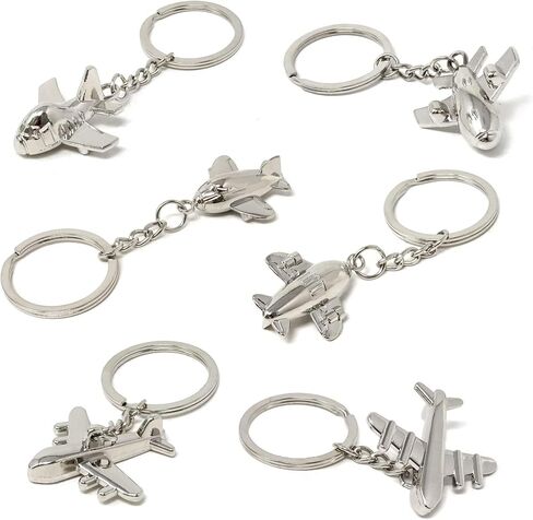 6PCS Sliver Airplane Keychain Creative 3D Aircraft Model Key Ring Fashion Airplane Car Keychain for Aviation Enthusiast Pilot Gift, 6 Styles in Saudi Arabia