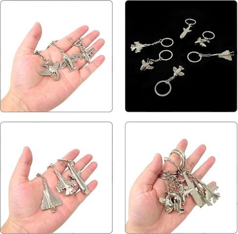 6PCS Sliver Airplane Keychain Creative 3D Aircraft Model Key Ring Fashion Airplane Car Keychain for Aviation Enthusiast Pilot Gift, 6 Styles in Saudi Arabia