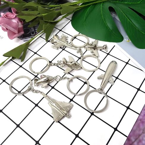 6PCS Sliver Airplane Keychain Creative 3D Aircraft Model Key Ring Fashion Airplane Car Keychain for Aviation Enthusiast Pilot Gift, 6 Styles in Saudi Arabia