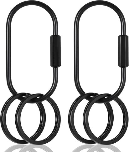 Key Chain, 2 Pack Brass Key Ring with 4 Rings Carabiner, Reusable Brass Screw Lock Keychain Universal Keychain Clip for Men Women in Saudi Arabia