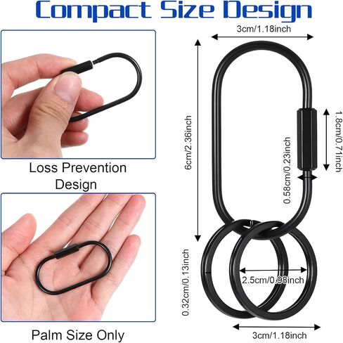 Key Chain, 2 Pack Brass Key Ring with 4 Rings Carabiner, Reusable Brass Screw Lock Keychain Universal Keychain Clip for Men Women in Saudi Arabia