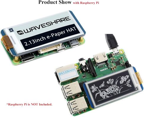 Waveshare 2PCS 2.13 بوصة E-Ink Display HAT V4 الإصدار، أسود/أبيض بلونين 250x122 بكسل ورق إلكتروني لـ Raspberry Pi 5/4B/3B+/3B/2B/Zero W/WH/Zero 2 W/Jetson Nano SPI Interface، دعم التحديث الجزئي in Saudi Arabia