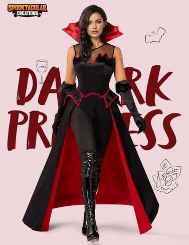 Spooktacular Creations Halloween Vampire Costume Women Dress, Adult Womens Vampire Costume for Halloween Dress Up Parties in Saudi Arabia