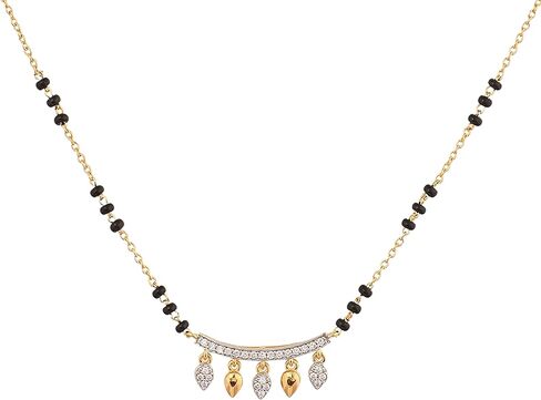 قلادة مانغالسوثرا الأنيقة من الفضة الإسترلينية من تارينيكا مع تصميم سحر الأزهار (مطلي بالذهب) - قلادة سلسلة فضية للنساء | مثالي للمناسبات العرقية | اطقم مجوهرات هندية للنساء | 1 سنة in Kuwait