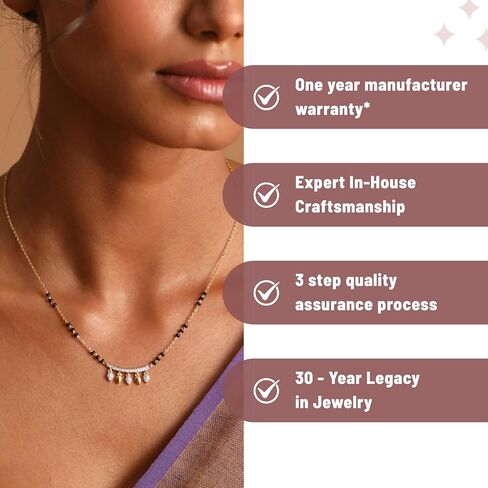 قلادة مانغالسوثرا الأنيقة من الفضة الإسترلينية من تارينيكا مع تصميم سحر الأزهار (مطلي بالذهب) - قلادة سلسلة فضية للنساء | مثالي للمناسبات العرقية | اطقم مجوهرات هندية للنساء | 1 سنة in Kuwait