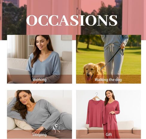 HEARTNICE Women's Ultra Soft V-Neck Long Sleeve Pajama Set - Lightweight & Stretchy PJs for Cozy Nights in Saudi Arabia