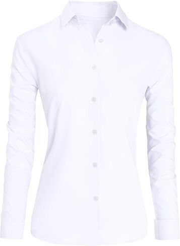 CBOO Button Down Shirts for Women, Wrinkle Free Business Casual Blouses Long Sleeve Simple Shirt in Kuwait