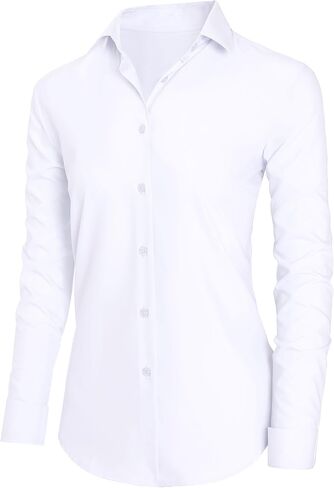 CBOO Button Down Shirts for Women, Wrinkle Free Business Casual Blouses Long Sleeve Simple Shirt in Kuwait