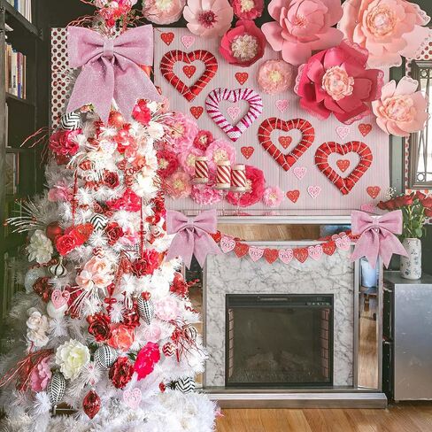 TONIFUL 2pcs Glitter Shiny Bow Pink Sparkling Christmas Bow for Gift Wrapping, Christmas Wedding Valentine's Decoration, Indoor Decoration, Bouquet Wrapping, Party Supplies(8x10 Inch/pcs) in Kuwait