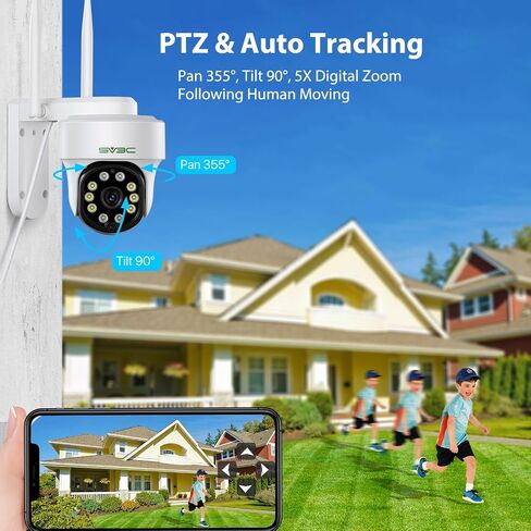 كاميرا SV3C 4K 36X Zoom PTZ في الهواء الطلق، كاميرات IP أمنية واي فاي مزدوجة النطاق بدقة 8 ميجابكسل مع رؤية ليلية ملونة بإضاءة كاشفة، اكتشاف المركبات البشرية، تتبع تلقائي، صوت ثنائي الاتجاه، ONVIF، RTSP، تخزين بطاقة سحابية وSD in Kuwait