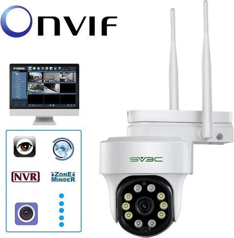 كاميرا SV3C 4K 36X Zoom PTZ في الهواء الطلق، كاميرات IP أمنية واي فاي مزدوجة النطاق بدقة 8 ميجابكسل مع رؤية ليلية ملونة بإضاءة كاشفة، اكتشاف المركبات البشرية، تتبع تلقائي، صوت ثنائي الاتجاه، ONVIF، RTSP، تخزين بطاقة سحابية وSD in Kuwait