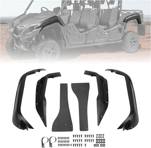 KUAFU Fender Flare Compatible with 2014-2023 YAMAHA VIKING and VIKING VI Extended Splash Guard Mud Flap 6Pcs PE Black Replacement for 1XDF15E0T000 in Saudi Arabia