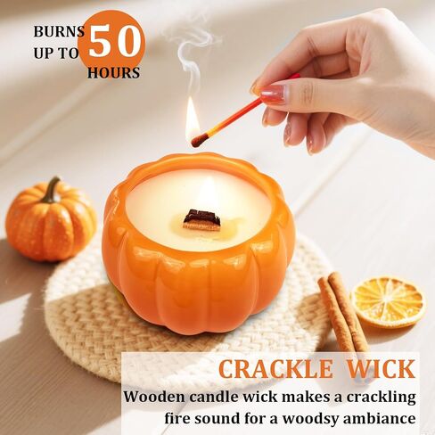 Fall Candle Spice Pumpkin Decorations: Fall Decorations for Home Scented Candles Natural Soy Wax Spiced Pumpkin Candles- Thanksgiving Centerpiece for Autumn Indoor Decor in Saudi Arabia