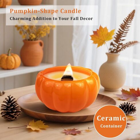 Fall Candle Spice Pumpkin Decorations: Fall Decorations for Home Scented Candles Natural Soy Wax Spiced Pumpkin Candles- Thanksgiving Centerpiece for Autumn Indoor Decor in Saudi Arabia