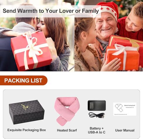 Heated Scarf for Women & Men - Rechargeable Electric Heating Scarf, 4000mAh Power Bank Included, Neck Warmer in Saudi Arabia