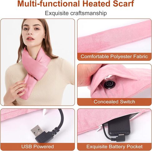Heated Scarf for Women & Men - Rechargeable Electric Heating Scarf, 4000mAh Power Bank Included, Neck Warmer in Saudi Arabia