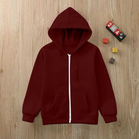 Unisex Children Solid Zip-Up Hooded Sweatshirt Toddler Baby Boys Girls Classic Hoodie Sweatshirt Active Tops Jackets in Saudi Arabia