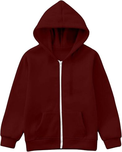 Unisex Children Solid Zip-Up Hooded Sweatshirt Toddler Baby Boys Girls Classic Hoodie Sweatshirt Active Tops Jackets in Saudi Arabia