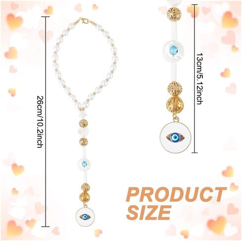 Evil Eye Car Hanging Ornament, Gold Lucky Evil Eeye Decor Accessories Evil Eye Beaded Decor Heart Door Handle hangings for Rearview Mirror Window Car Home Door Frame Balcony Keychain in Saudi Arabia