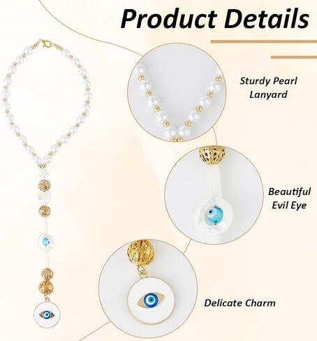 Evil Eye Car Hanging Ornament, Gold Lucky Evil Eeye Decor Accessories Evil Eye Beaded Decor Heart Door Handle hangings for Rearview Mirror Window Car Home Door Frame Balcony Keychain in Saudi Arabia