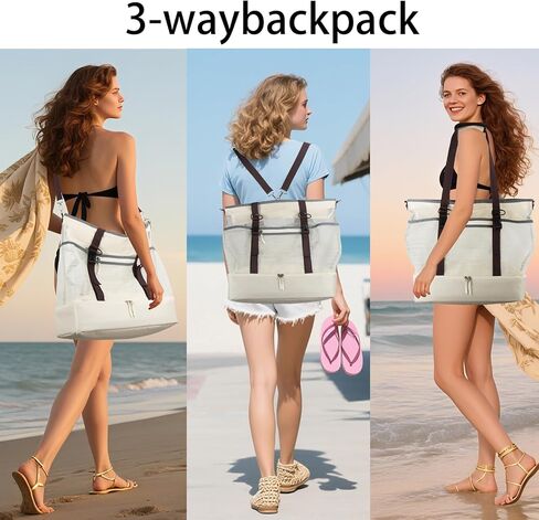 Mesh Beach Bag with Cooler Large Travel Family Vacation Essentials Pool Swimming Zipper Pocket Durable 9 Pockets in Saudi Arabia