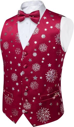 DiBanGu Mens Christmas Suit Vest Holiday Xmas Waistcoat Bowtie Set Party Suit Vest Christmas Holiday Waistcoat Tuxedo in Saudi Arabia
