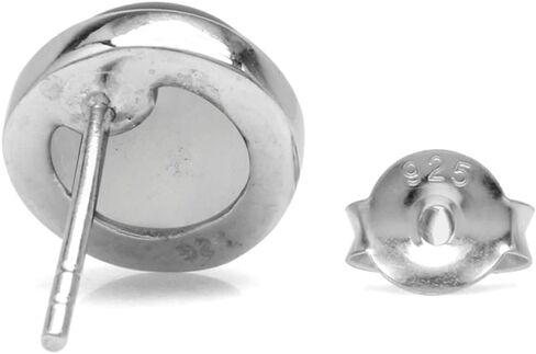 Silvershake 7MM شكل دائري كابوشون الأحجار الكريمة مطلي بالذهب الأبيض أو الذهب الأصفر مطلي 925 الفضة الاسترليني الأعمال الملابس مسمار أقراط مجوهرات للنساء in Saudi Arabia