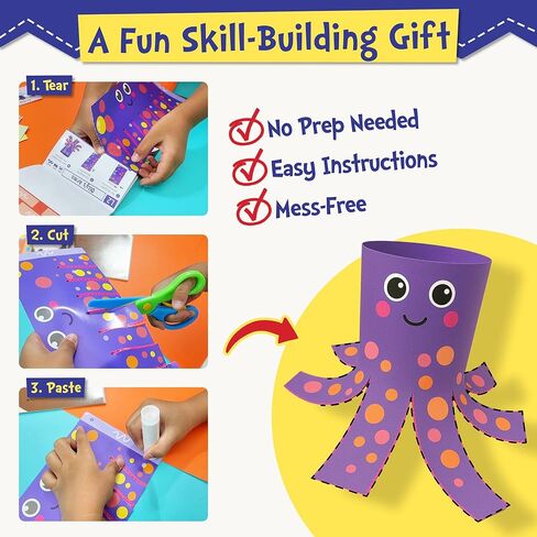 Toddler Scissor Skills - Art Supplies & Crafts Kit for Kids, Safety Scissors, Fine Motor Toys, Birthday Gifts for Boys & Girls Ages 3, 4, 5, 6, 7 Year Old, Preschool Learning Activities Books in Saudi Arabia