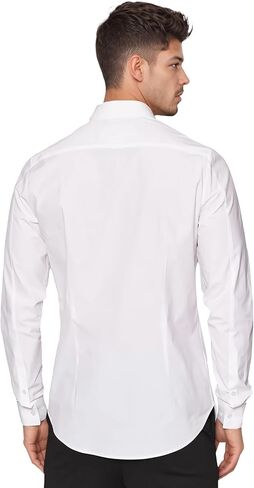 Mens Dress Shirts Long Sleeve Collared Stretch Solid Formal Wedding Dating Business Casual Button Down Shirt Pocket in Saudi Arabia