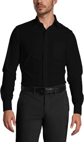 Mens Dress Shirts Long Sleeve Collared Stretch Solid Formal Wedding Dating Business Casual Button Down Shirt Pocket in Saudi Arabia