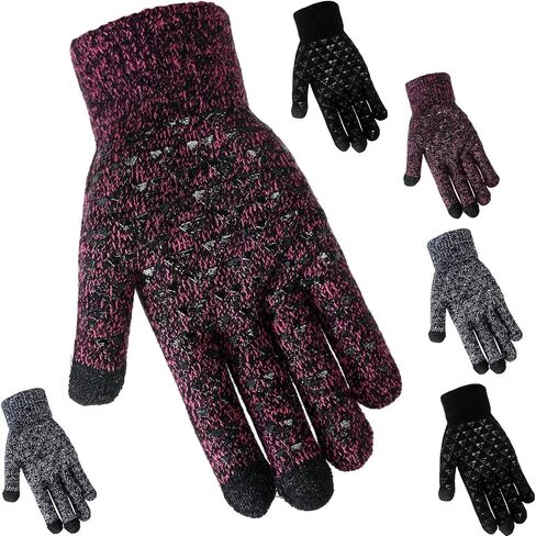 Tatuo 3 Pairs Christmas Winter Touchscreen Gloves Texting Gloves Stretch Knitted Mechanic Gloves Warm Gloves in Saudi Arabia