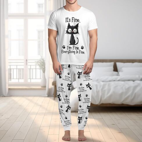 Women's Short-Sleeve Crewneck Pajama Set, 2-Piece Sleepwear Lounge Jogger Outfit for Her Winter 2025 in Saudi Arabia