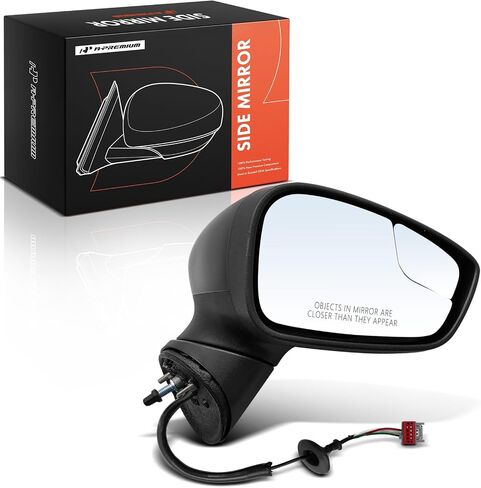 A-Premium Passenger Side Power Door Mirror - Compatible with Ford Fiesta 2011-2019 - Non-Heated Manual Folding Smooth Black Outside Rear View Mirror w/Blind Spot Glass in Saudi Arabia