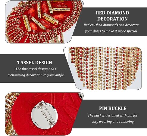 SUPERFINDINGS 2Pcs Rhinestone Shoulder Tassel Shoulder Red and Golden Link Chain Epaulet Retro Shoulder Badge Punk Epaulette Shoulder Brooch Pin for Men and Women Cloth Uniform Accessories in Saudi Arabia